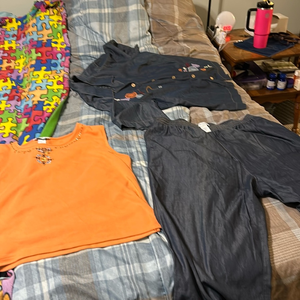 Orange Tie Front Tank Top (3pc Set)*